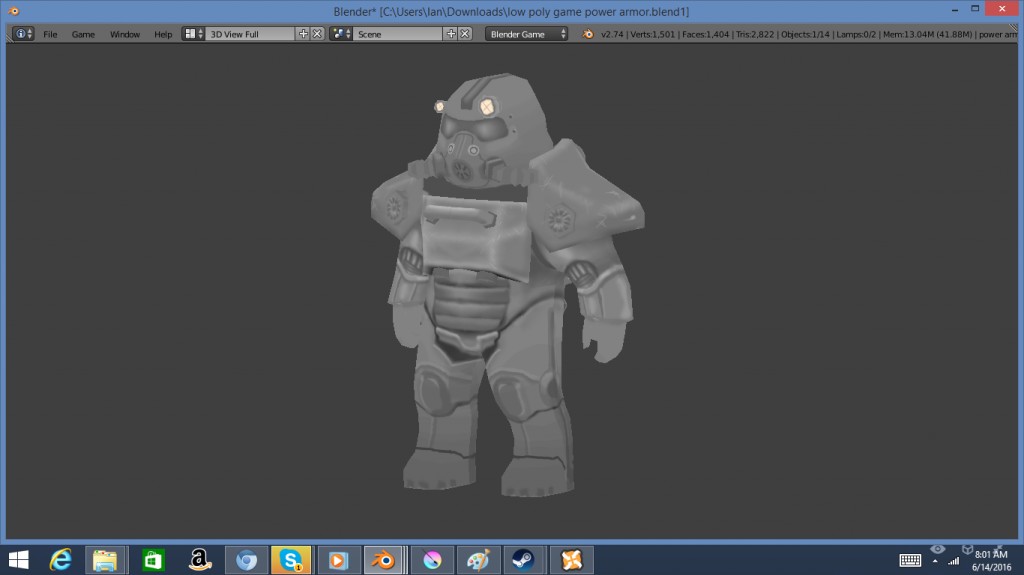 Low poly power armor for game preview image 1